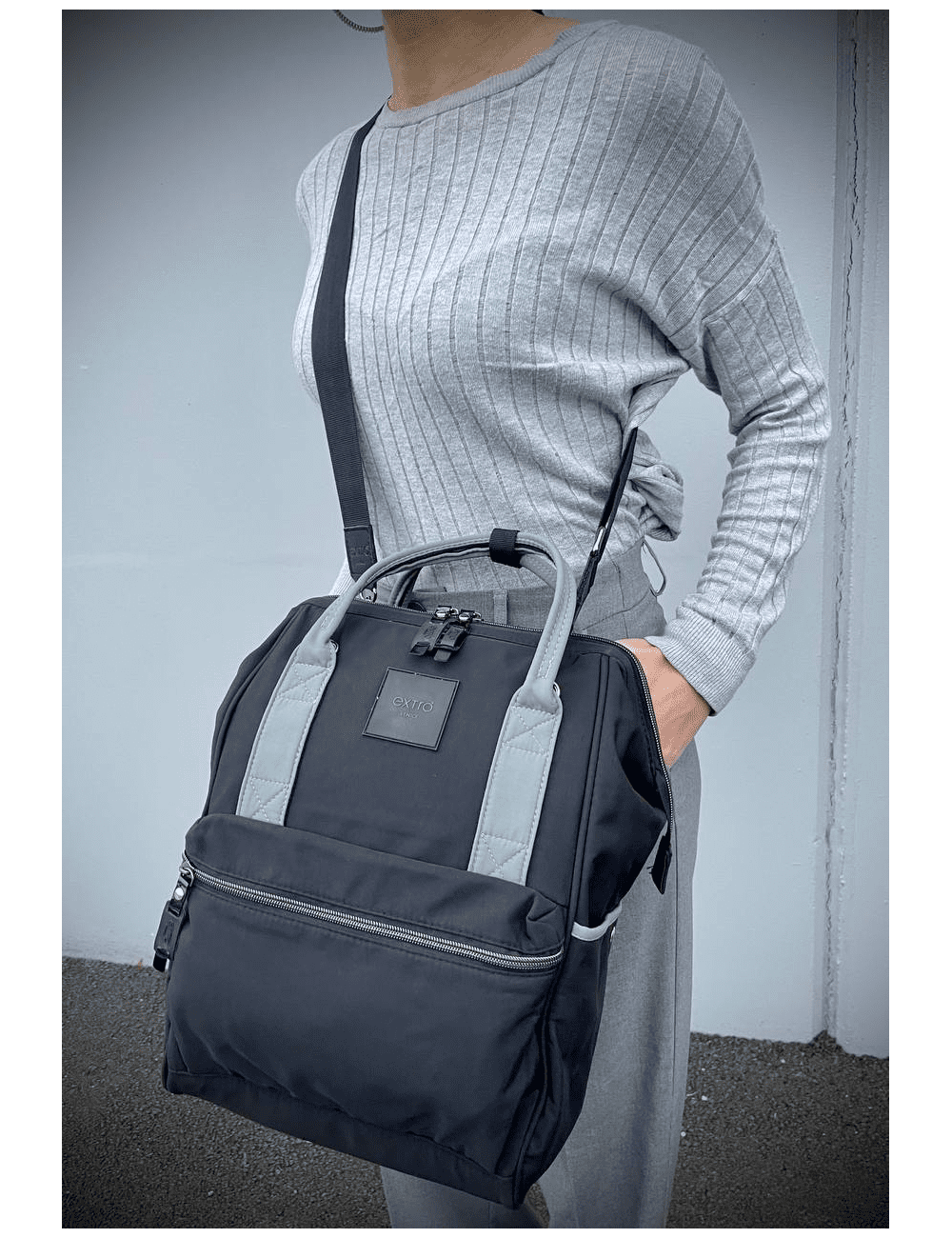 Rio Nero/Grigio Zaino Borsa tessuto riciclato idrorepellente