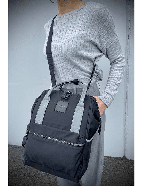 Rio Nero/Grigio Zaino Borsa tessuto riciclato idrorepellente