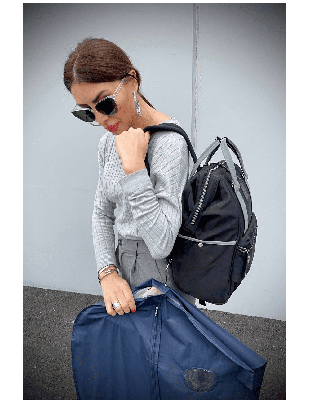 Rio Nero/Grigio Zaino Borsa tessuto riciclato idrorepellente