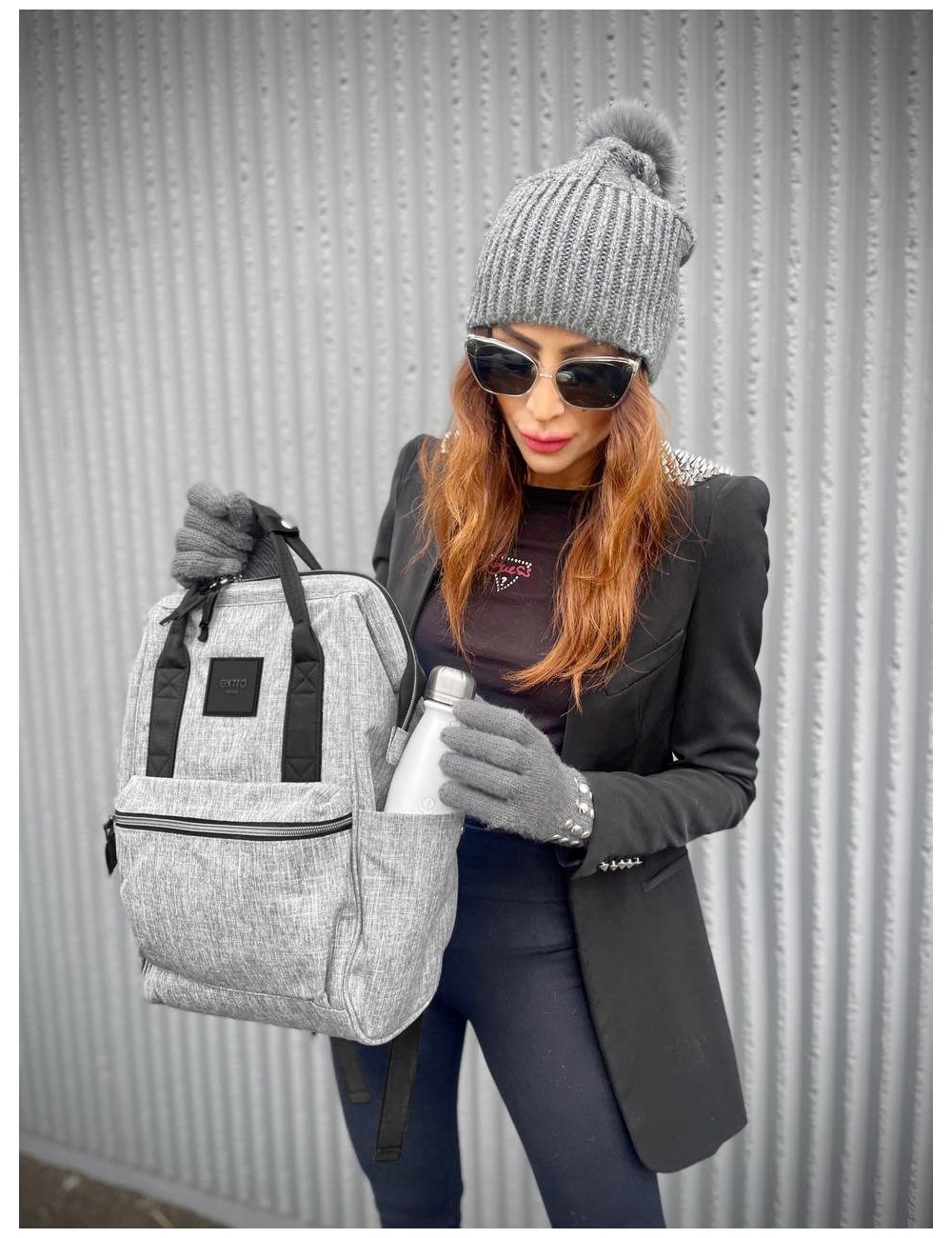 Bàcaro Grigio Zaino Borsa tessuto riciclato idrorepellente