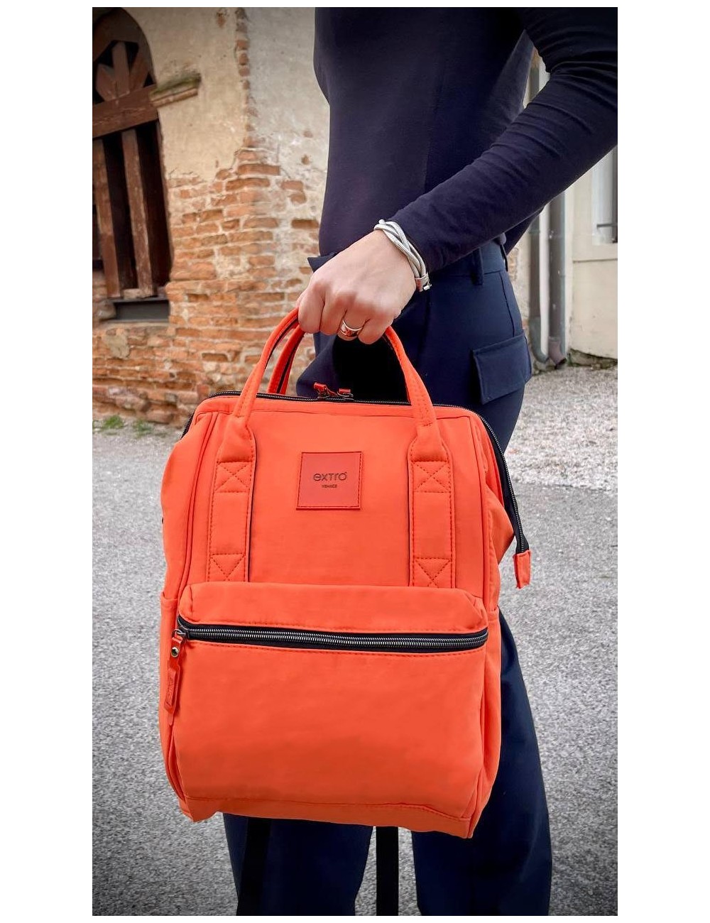 Calle Arancio Zaino Borsa tessuto riciclato idrorepellente