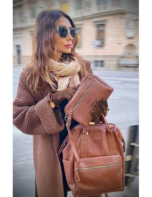 Brown Tuscan Leather Pochette | Made in Italy | Extrò