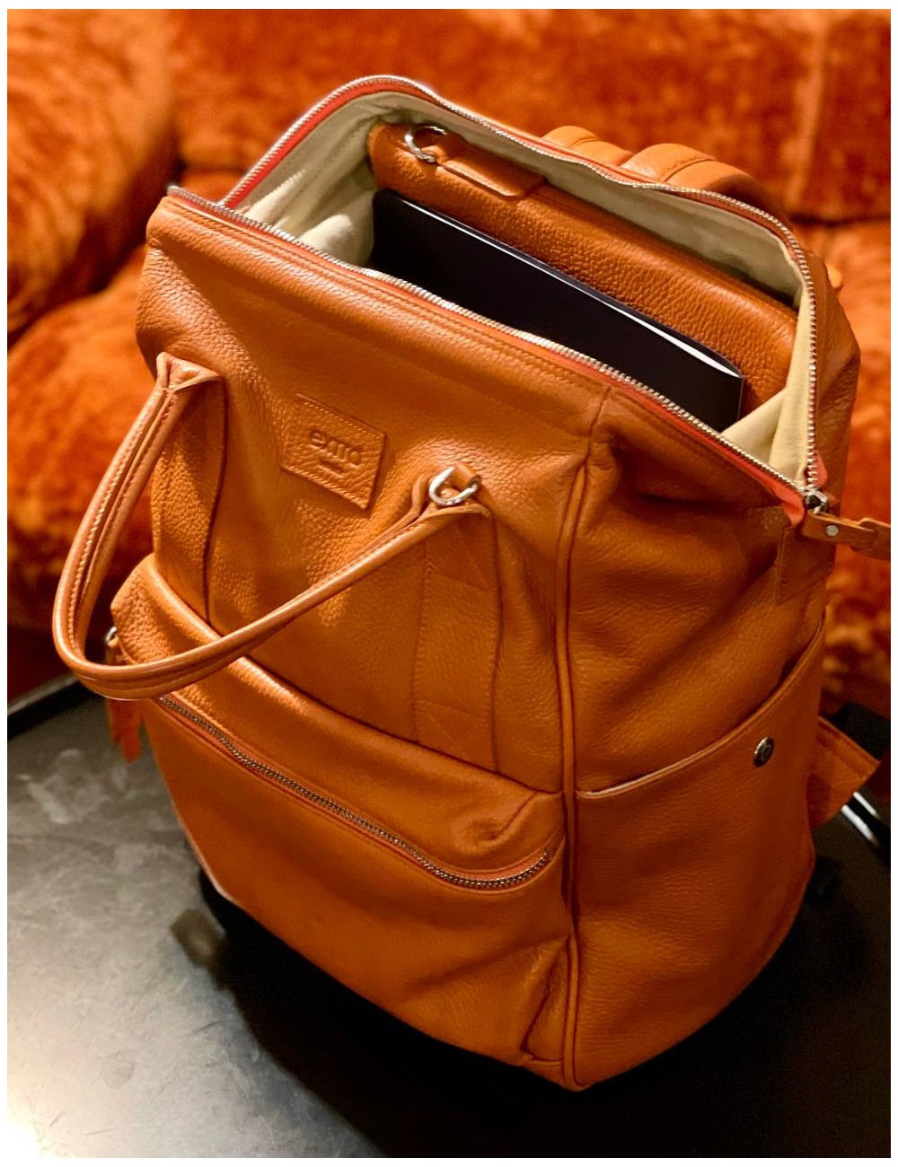 Arsenale BagPack Pelle Arancio | Made in Italy | Extrò