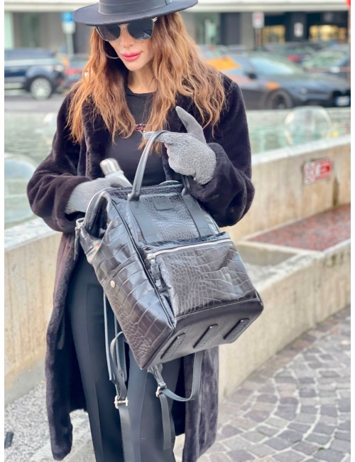 Coccodrillo Black BagPack Pelle | Made in Italy | Extrò