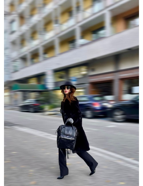 Coccodrillo Black BagPack Pelle | Made in Italy | Extrò