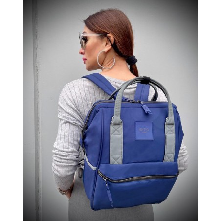 Marea Blu Navy Grigio Zaino Borsa tessuto riciclato idrorepellente