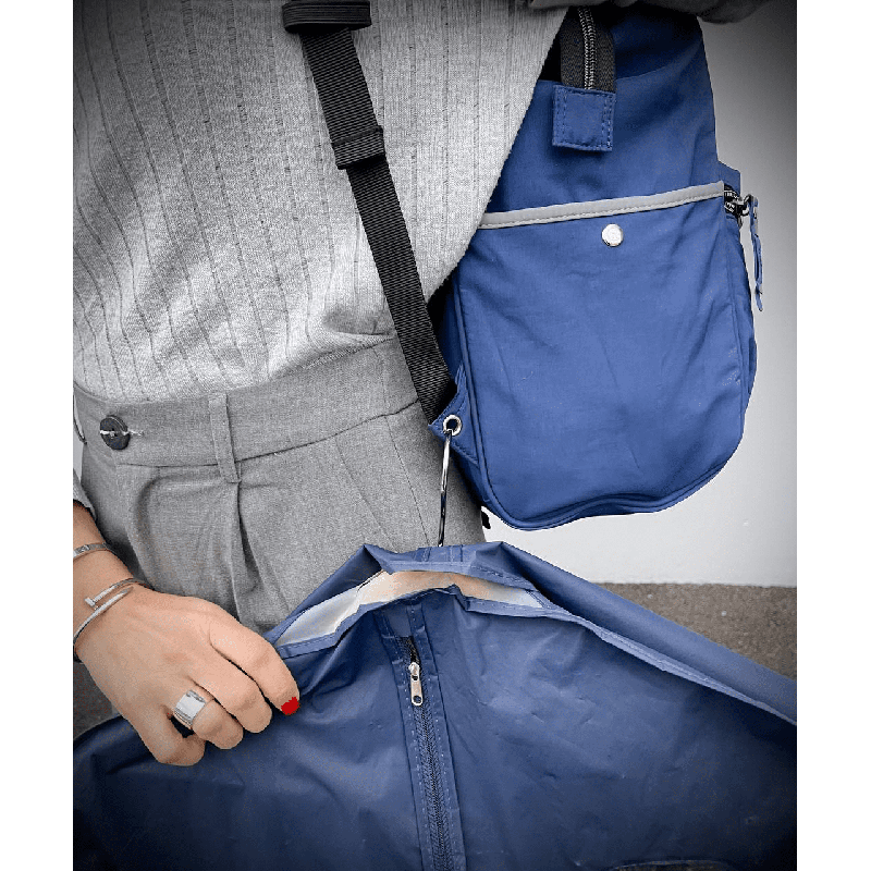 Marea Blu Navy Grigio Zaino Borsa tessuto riciclato idrorepellente