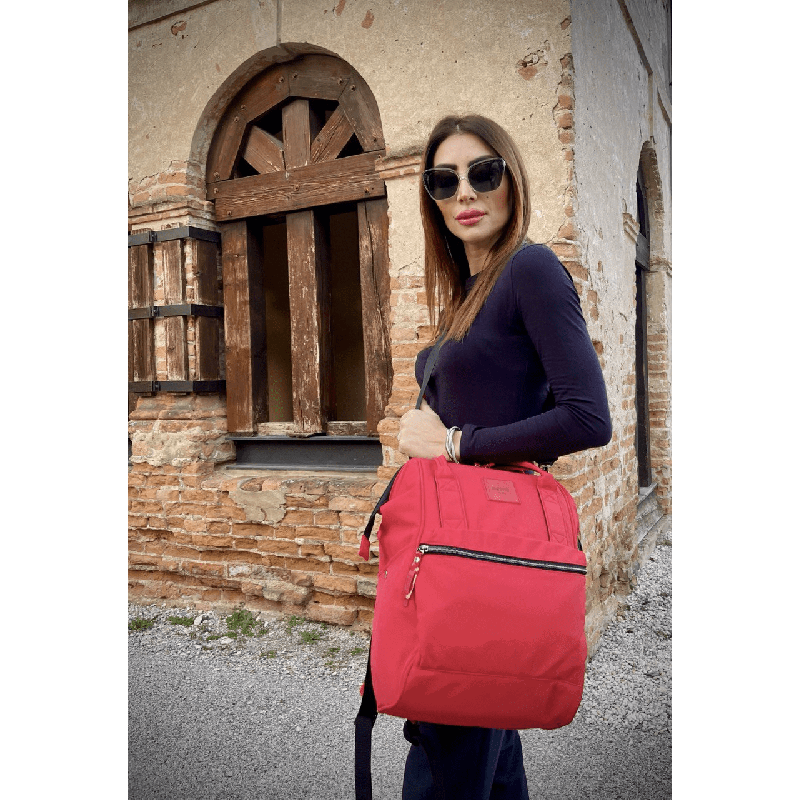 Calle Rosso Zaino Borsa tessuto riciclato idrorepellente
