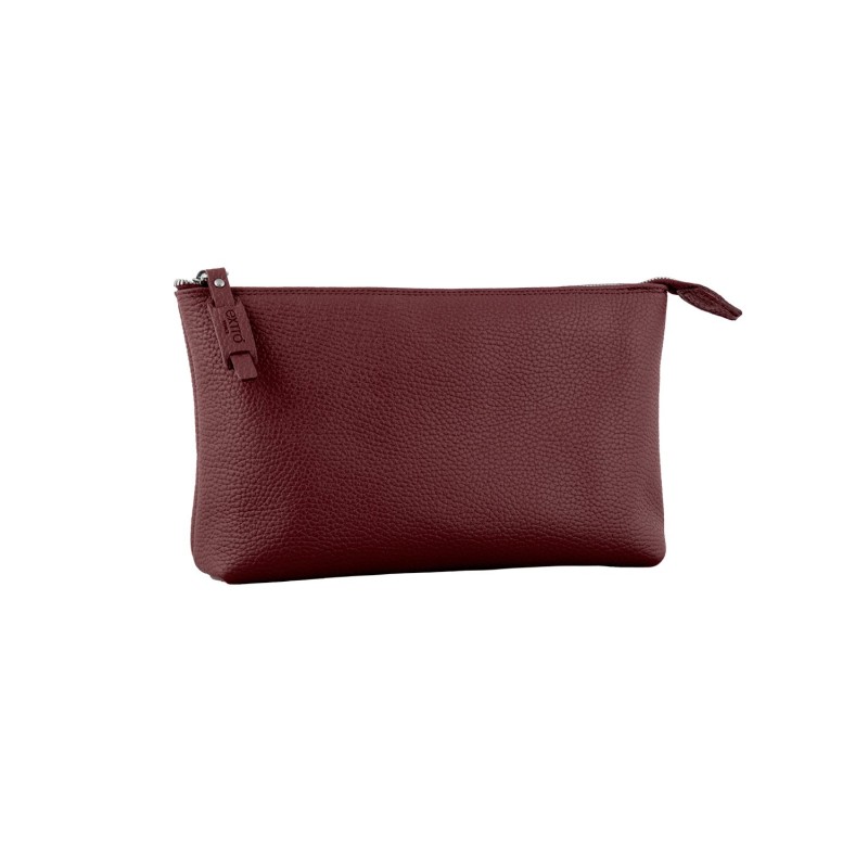 Pouch in Vera Pelle Italiana Artigianale Bordeaux– Lavorazione a Mano a Venezia 25x15x7 cm