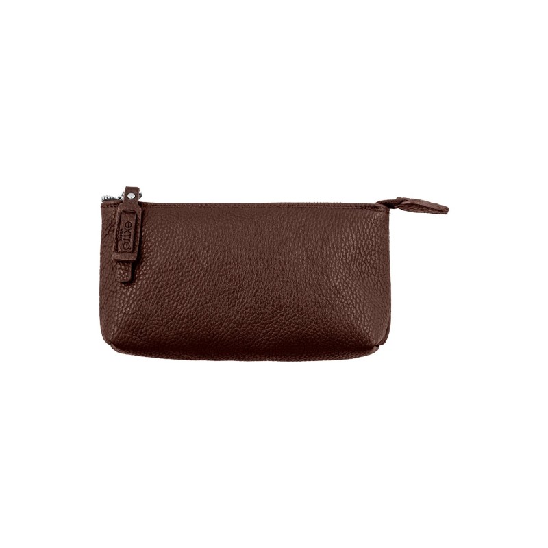 Pouch in Vera Pelle Italiana Artigianale Marrone – Lavorazione a Mano a Venezia 21 x 12 x 5,5 cm