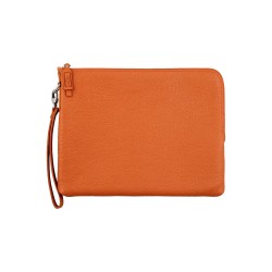 Porta PC in Vera Pelle Italiana realizzata a mano in Venezia - Arancio 32 × 25 × 2,5 cm