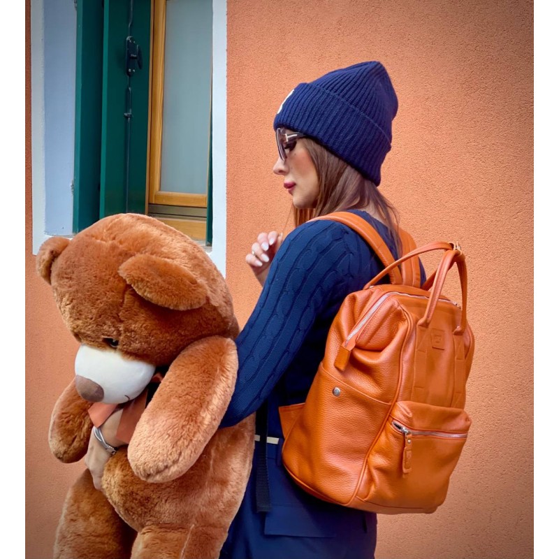 Arsenale BagPack Pelle Arancio | Made in Italy | Extrò