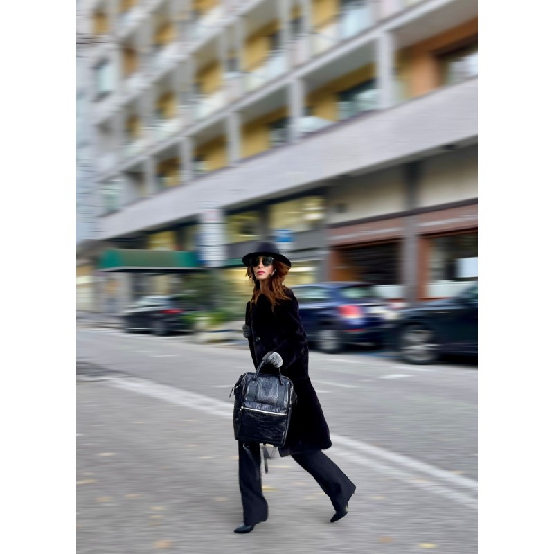 Coccodrillo Black Croco Leather BagPack | Made in Italy