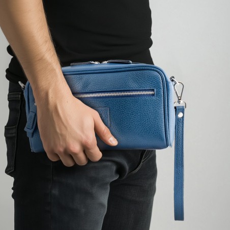 Pochette in Pelle Blu – Made in Italy