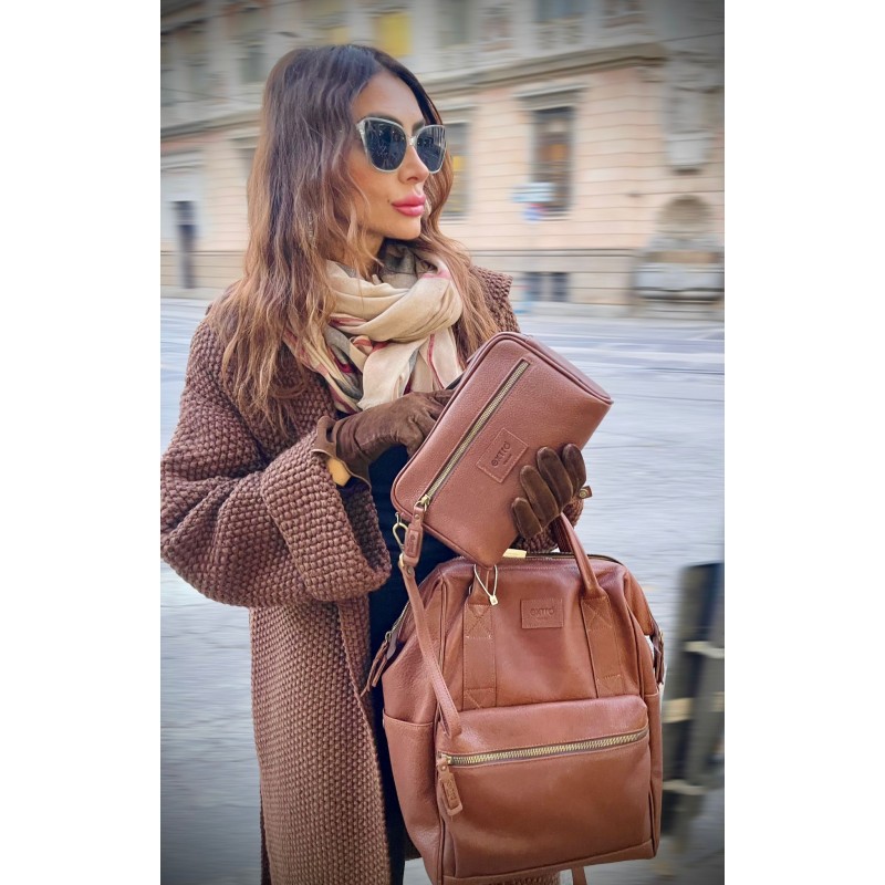 Brown Tuscan Leather Pochette | Made in Italy | Extrò